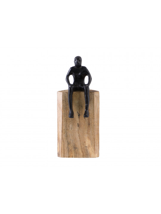 decorate objects KOOPMAN STATUE ON WOOD BLOCK 23CM
