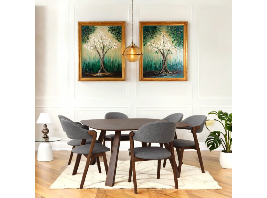 dining set IVORIE ABAASA 3349/1348 1+6 NATURAL WALNUT