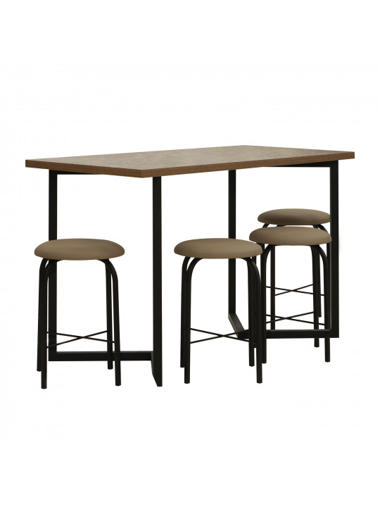 обеденный стол HOBEL EX-A84 1+4 METAL BLACK COMBY (3)