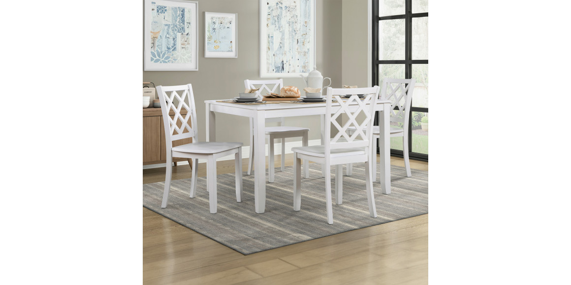 dining set HOMELEGANCE SALOME 5892WT 1+4 WHITE