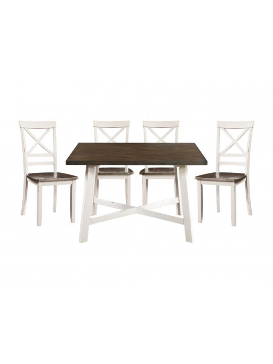 dining set HOMELEGANCE VANNI 5777WH 1+4 WHITE/GREY