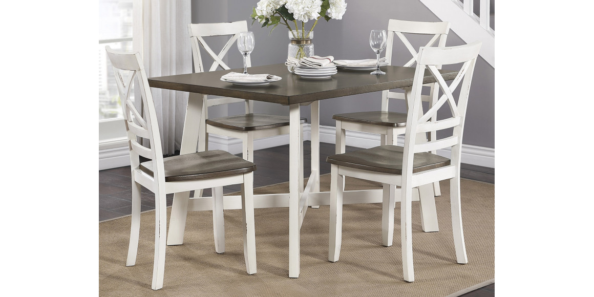 dining set HOMELEGANCE VANNI 5777WH 1+4 WHITE/GREY