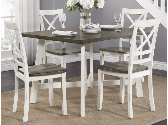 dining set HOMELEGANCE VANNI 5777WH 1+4 WHITE/GREY