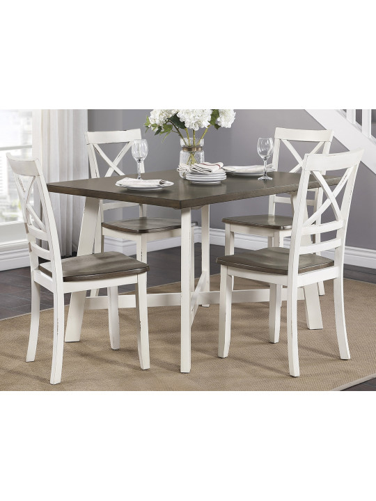 dining set HOMELEGANCE VANNI 5777WH 1+4 WHITE/GREY