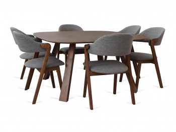 dining set IVORIE ABAASA 3349/1348 1+6 NATURAL WALNUT