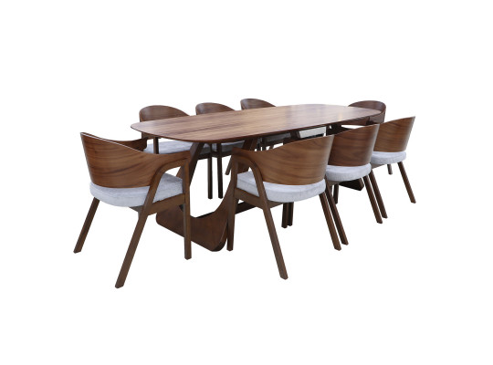 dining set IVORIE LILIANA 3377/1382 1+8 NATURAL WALNUT