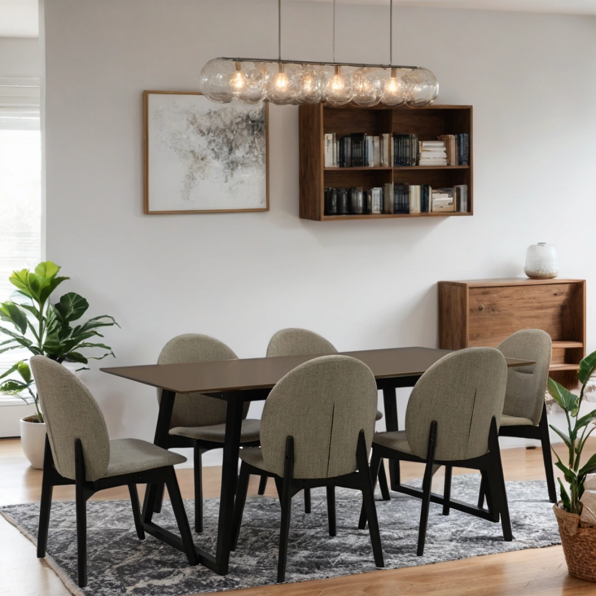 სასადილო გარნიტური IVORIE MAEENA 3260/1225 1+6 NATURAL WALNUT BLACK
