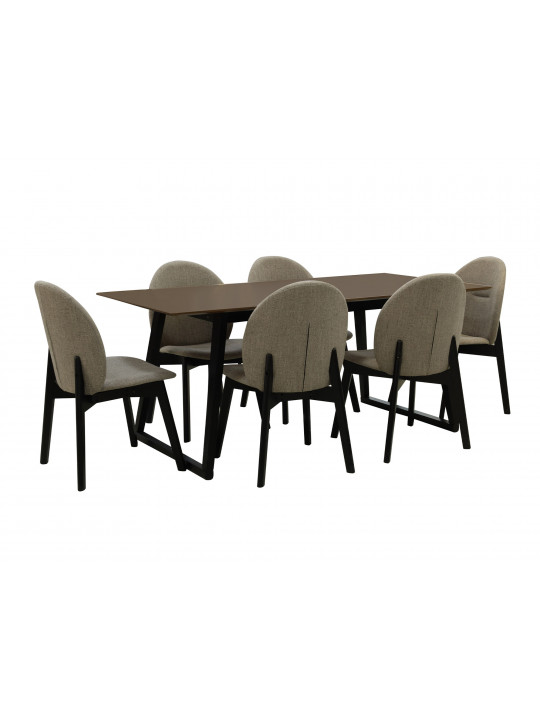 dining set IVORIE MAEENA 3260/1225 1+6 NATURAL WALNUT BLACK