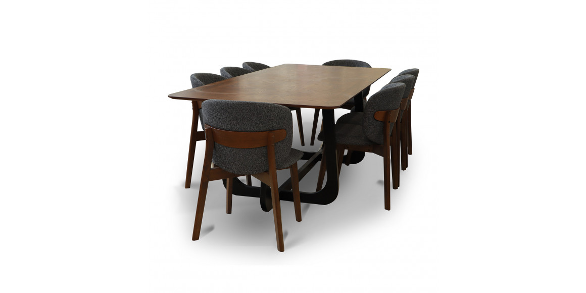 სასადილო გარნიტური IVORIE VEOLIA 3370/1372 1+8 WALNUT/BLACK
