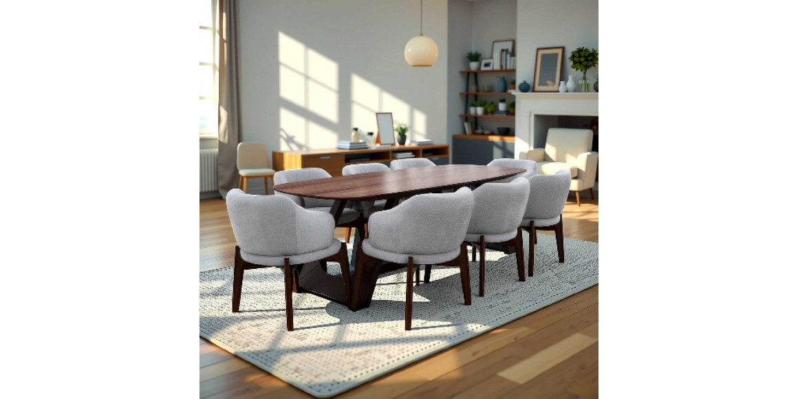 სასადილო გარნიტური IVORIE ALETA 3377/1393 1+8 NATURAL WALNUT