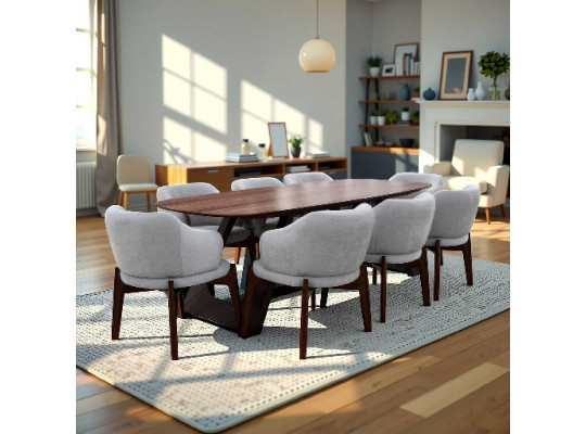dining set IVORIE ALETA 3377/1393 1+8 NATURAL WALNUT