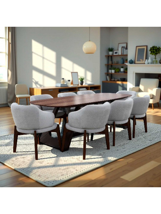 dining set IVORIE ALETA 3377/1393 1+8 NATURAL WALNUT
