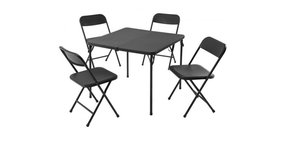 ბაღის გარნიტური KOOPMAN FOLDING TABLE 4 CHAIRS BLACK