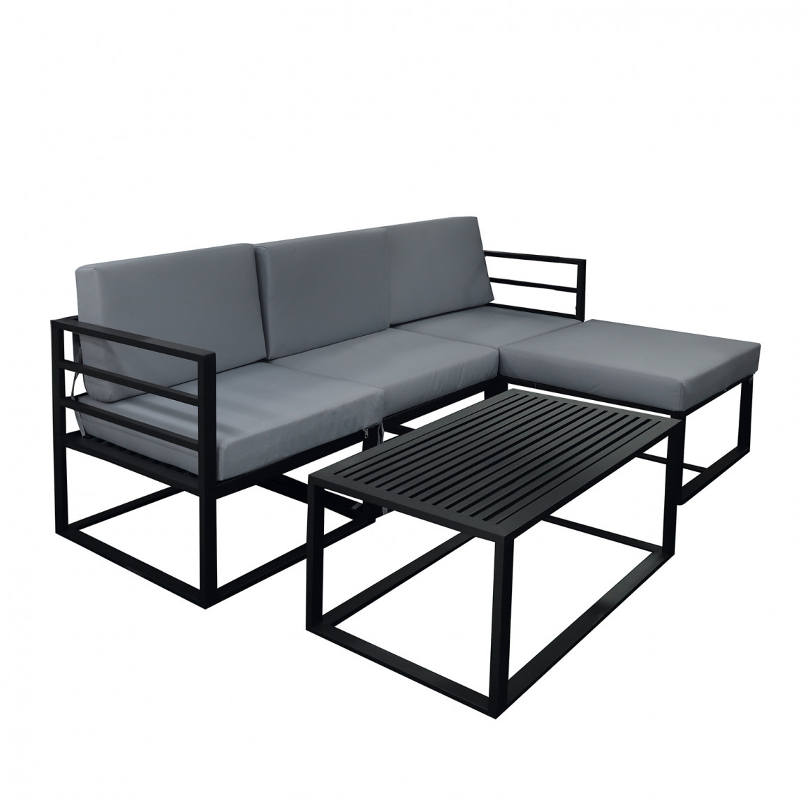 садовый гарнитур HOBEL CORNER DECK METAL BLACK/ LIGHT GREY (5)
