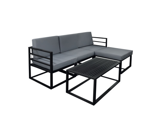 садовый гарнитур HOBEL CORNER DECK METAL BLACK/ LIGHT GREY (5)