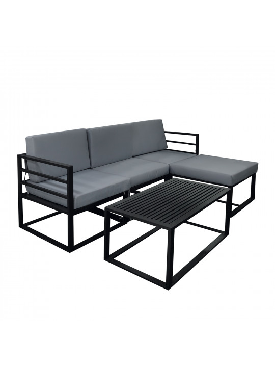 садовый гарнитур HOBEL CORNER DECK METAL BLACK/ LIGHT GREY (5)