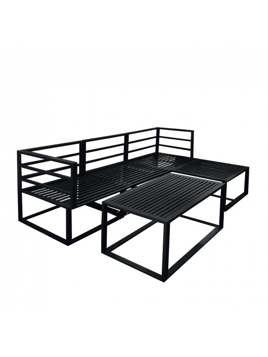 садовый гарнитур HOBEL CORNER DECK METAL BLACK/ LIGHT GREY (5)