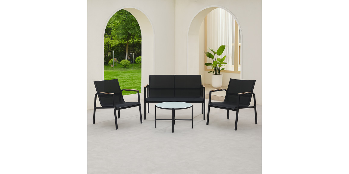 garden set KOOPMAN GARDEN FURNITURE SET 4PCS BLACK