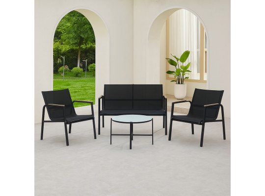 садовый гарнитур KOOPMAN GARDEN FURNITURE SET 4PCS BLACK