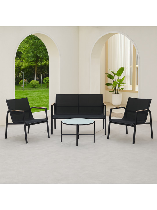 садовый гарнитур KOOPMAN GARDEN FURNITURE SET 4PCS BLACK