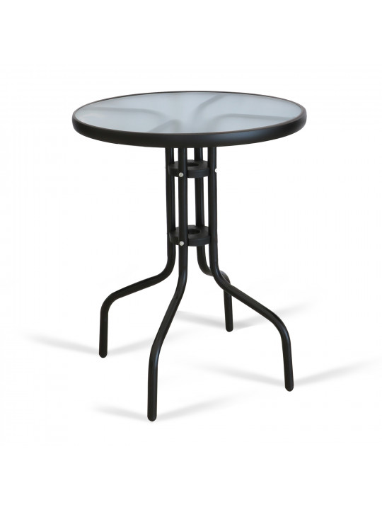 garden set KOOPMAN SET 1+2 TABLE GLASS DIA 60CM BLACK