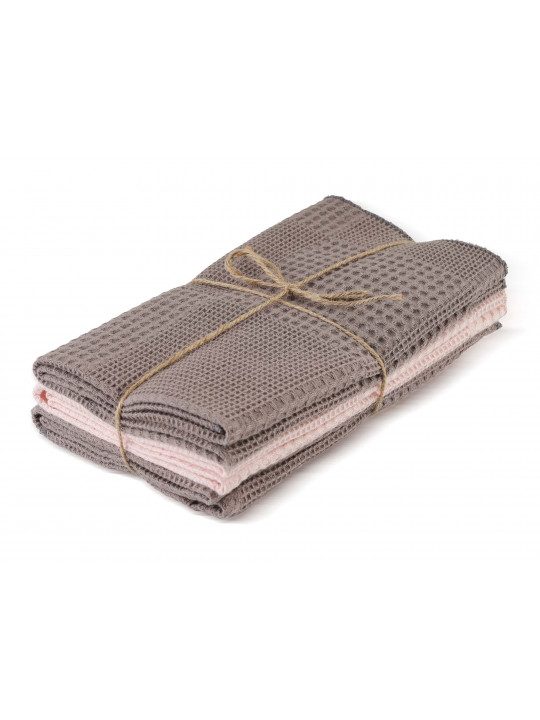 набор кухонных полотенец VETEXUS VDS 3PC GREY WITH PINK 50X70