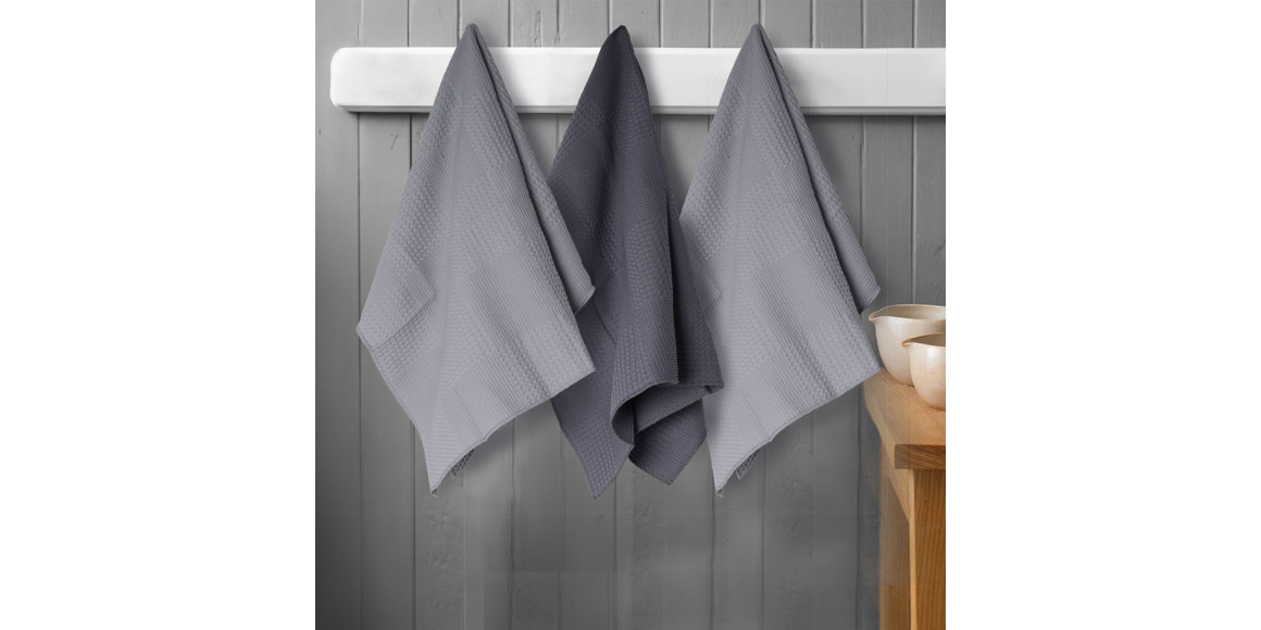 kitchen towel set VETEXUS VDS 3PC LIGHT GREY WITH DARK GREY 50X70 (731391)