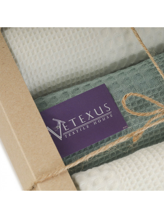 kitchen towel set VETEXUS VDS BOX 3PC MILK WITH MINT 45X60 (731384)