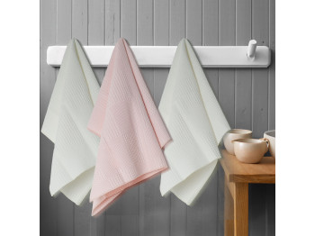 kitchen towel set VETEXUS VDS BOX 3PC MILK WITH PINK 45X70 (689708)