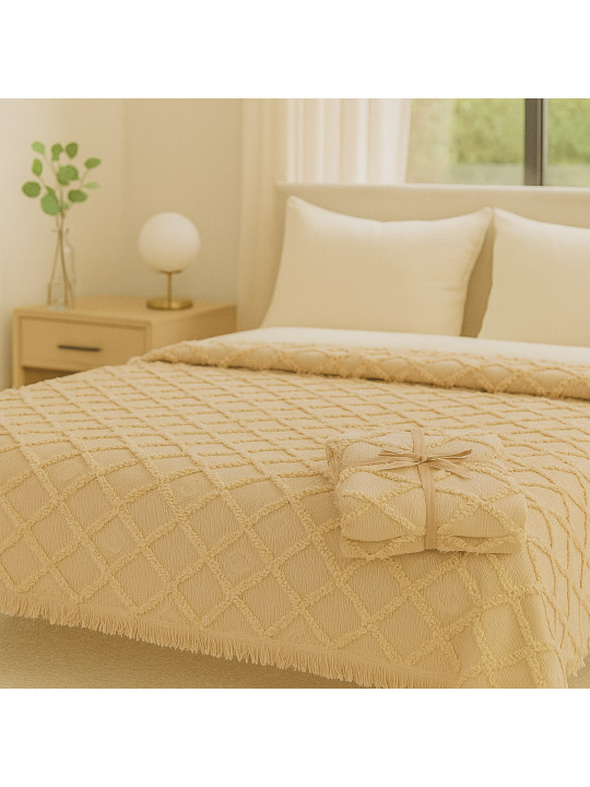 bed cover RESTFUL NAKI02 180X250 BEIGE