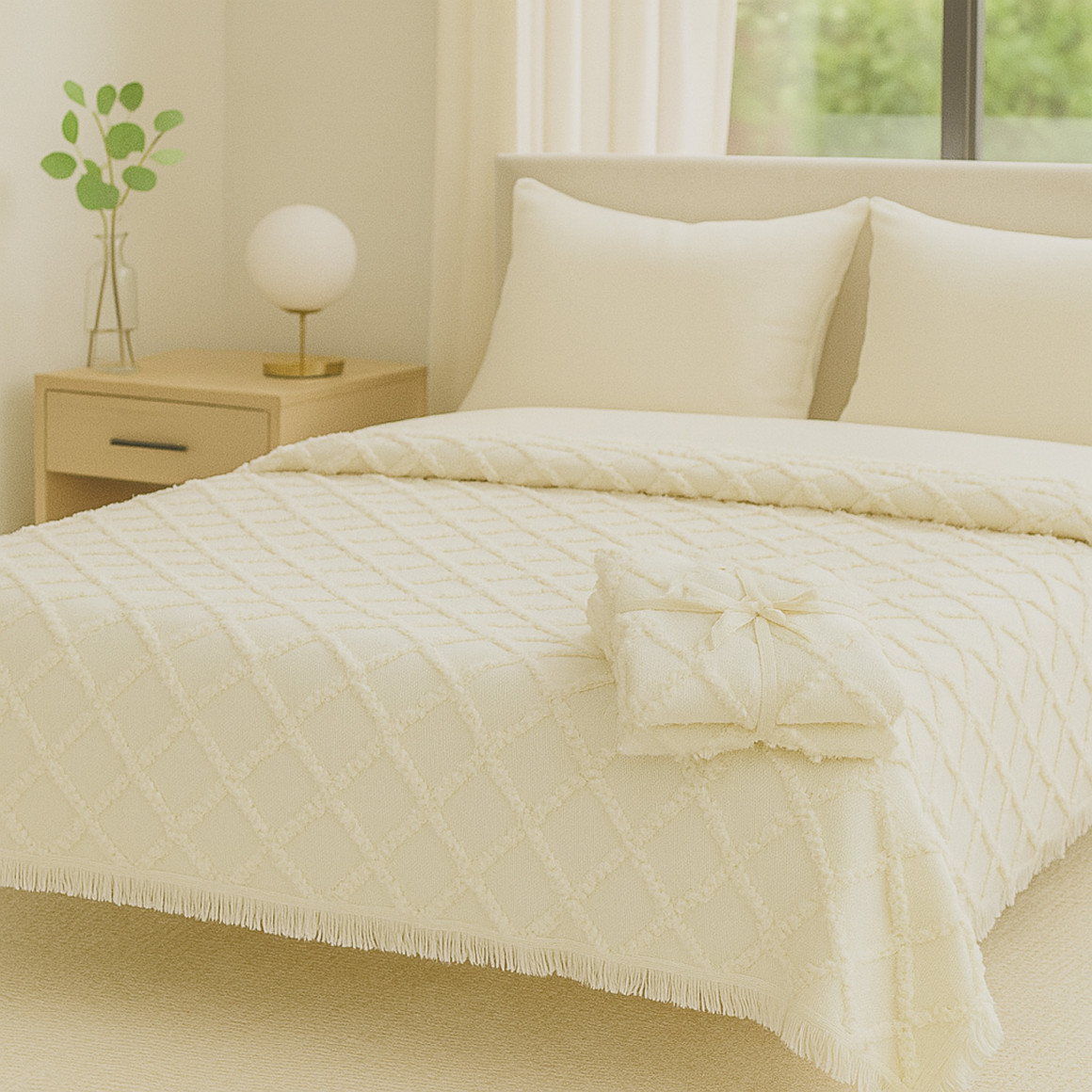 გადასაფარებელი RESTFUL NAKI02 250X250 LIGHT CREAM