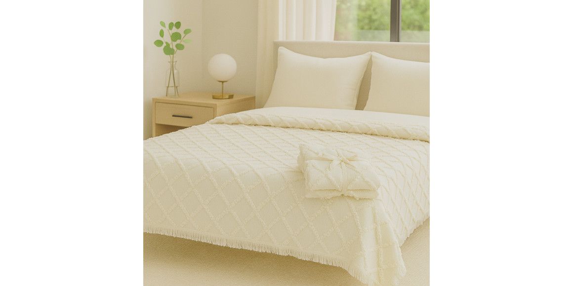 bed cover RESTFUL NAKI02 250X250 LIGHT CREAM