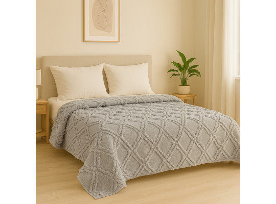 bed cover RESTFUL NAKI02 250X250 LIGHT GREY