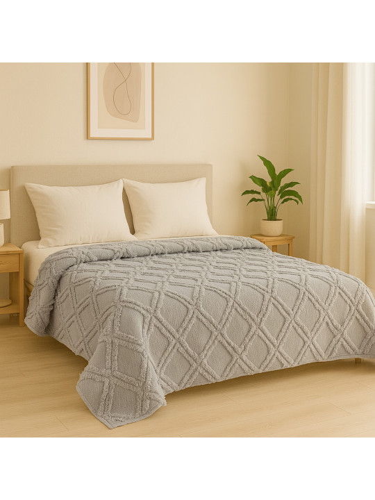 bed cover RESTFUL NAKI02 250X250 LIGHT GREY