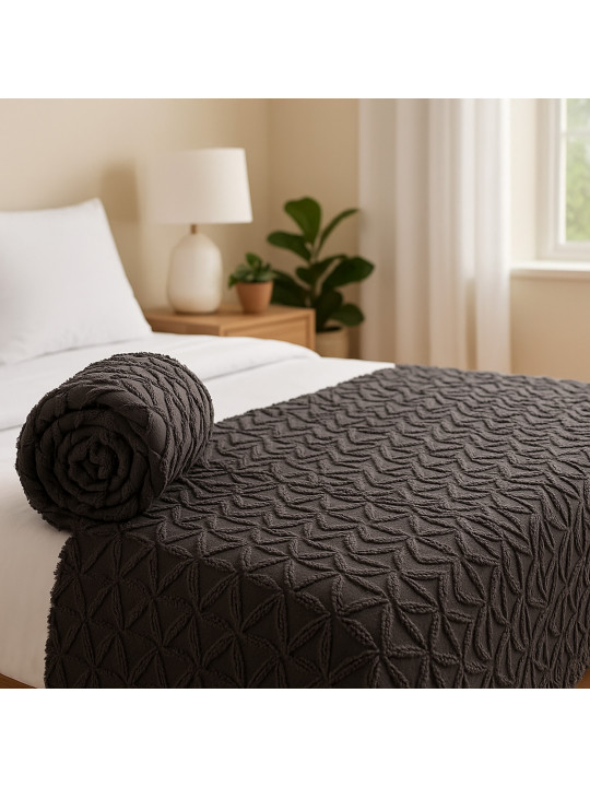 bed cover RESTFUL NAKI03 250X250 DARK GREY