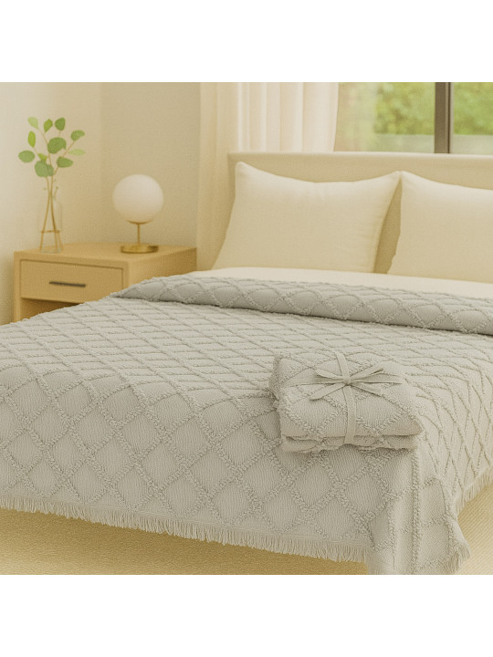 bed cover RESTFUL NAKI03 250X250 LIGHT GREY