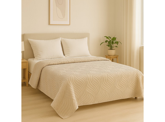 bed cover RESTFUL NAKI04 250X250 BEIGE