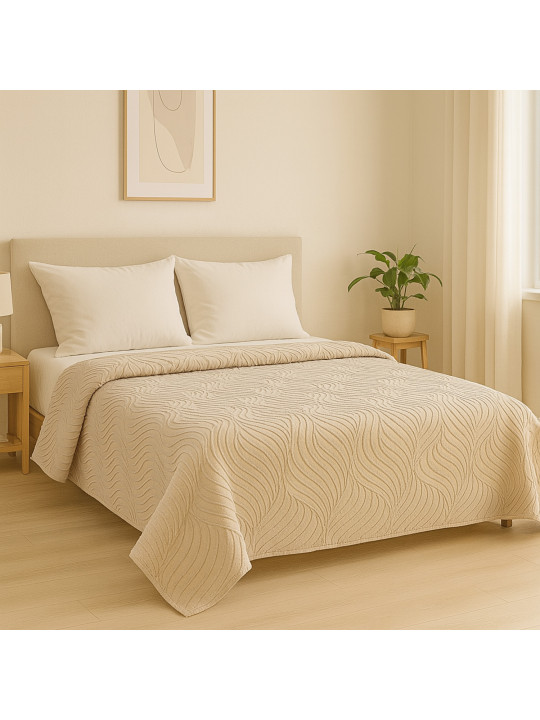 bed cover RESTFUL NAKI04 250X250 BEIGE