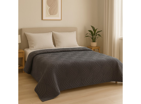 bed cover RESTFUL NAKI04 250X250 DARK GREY