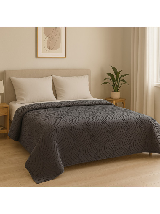 bed cover RESTFUL NAKI04 250X250 DARK GREY
