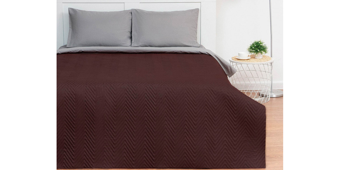 bed cover SIMA-LAND ЭКОНОМ И Я 180X210 BROWN 2 сп