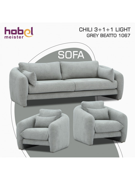 გარნიტური HOBEL CHILI 3+1+1 LIGHT GREY BEATTO 1067 (3)