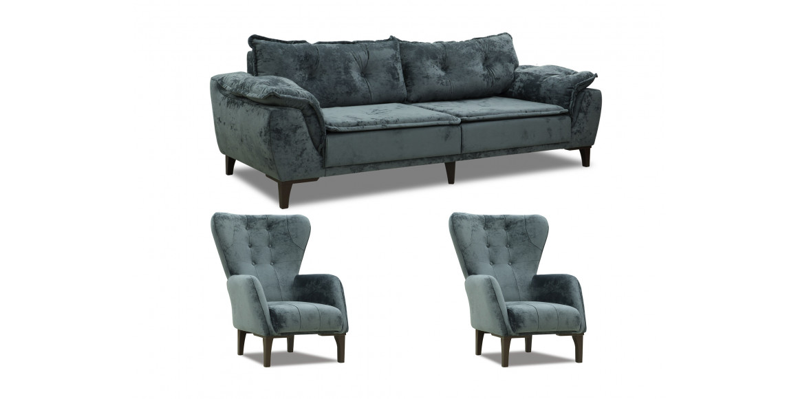 sofa set HOBEL CLARA 3+1+1 DARK GRAY MONACO 15 (3)