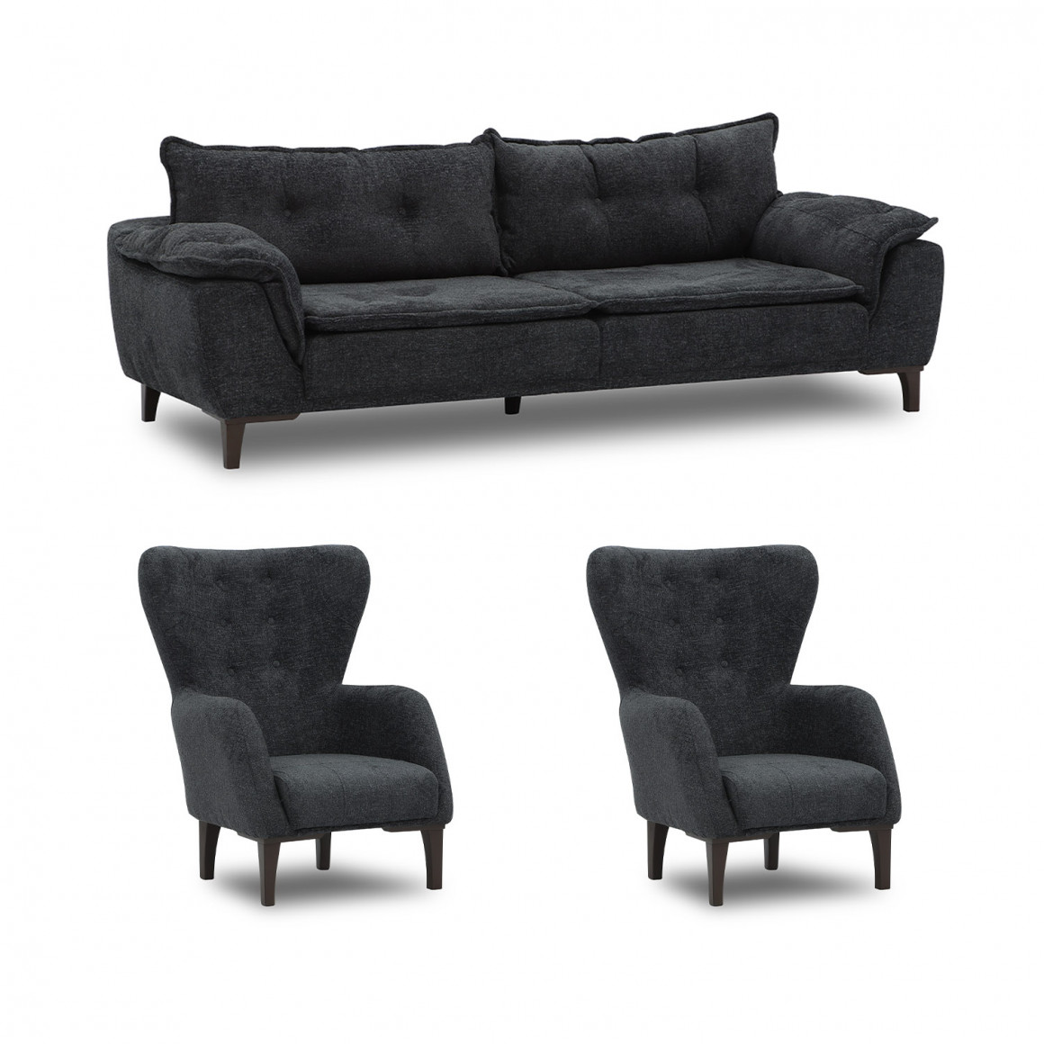 გარნიტური HOBEL CLARA 3+1+1 DARK GREY BEATTO 1079 (3)