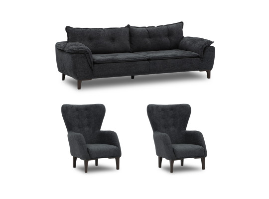 sofa set HOBEL CLARA 3+1+1 DARK GREY BEATTO 1079 (3)