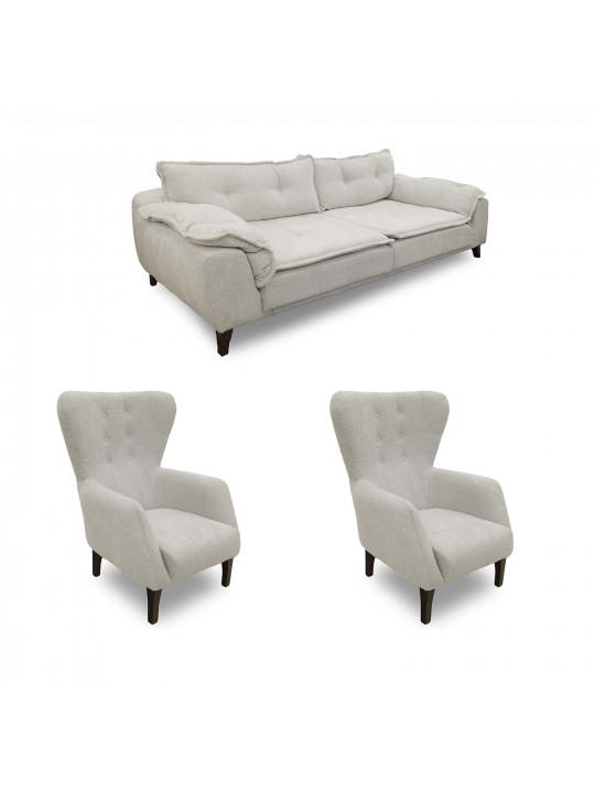 გარნიტური HOBEL CLARA 3+1+1 LIGHT GREY BEATTO 1069 (3)