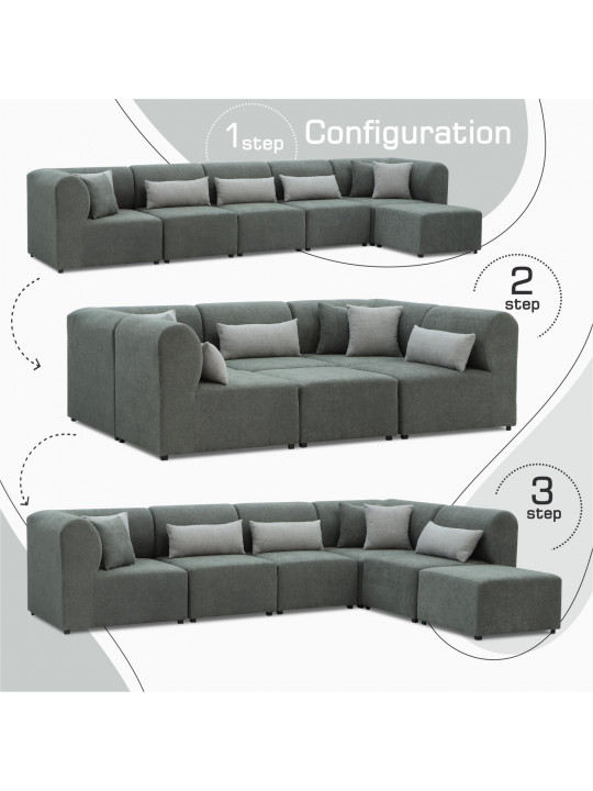 диван HOBEL CORNER LEGO SOFT GREY BONCUK 24/GREY INFINITY 991 (6)