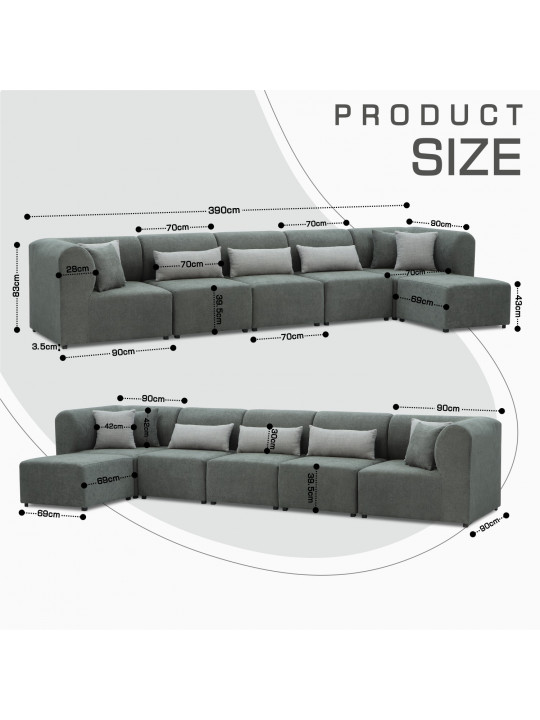 диван HOBEL CORNER LEGO SOFT GREY BONCUK 24/GREY INFINITY 991 (6)