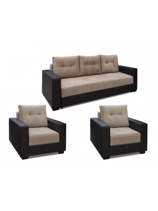 sofa set HOBEL ERICA 3+1+1 BROWN 3673/ DARK BEIGE VIVALDI 21 (5)