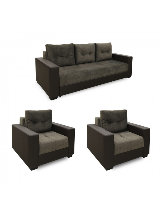 sofa set HOBEL ERICA 3+1+1 BROWN 3673/ DARK BROWN JAGUAR 18 (6)